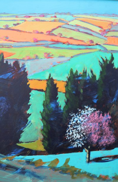 Teme Valley blommar närbild (akryl ombord) av Paul Powis