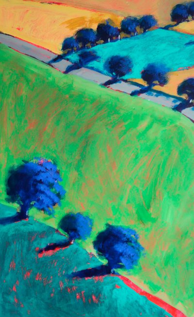 Towards Upton #4 (detalj), 2024 (akryl på kartong) av Paul Powis