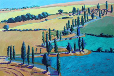 Tuscan Summer, 2021 (akryl på kartong) av Paul Powis