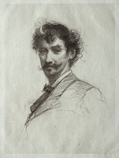 James McNeill Whistler med White Lock och Monocle. av Paul Rajon