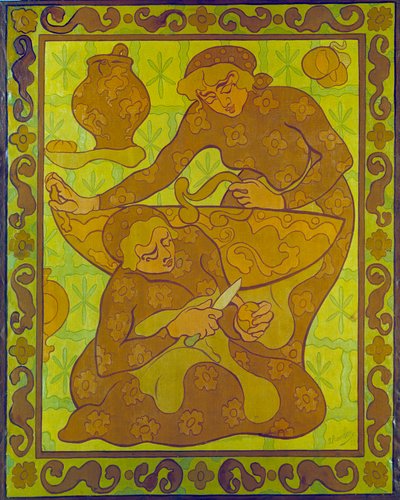 Apple Peelers Tapestry av Paul Ranson (1864-1909) 1900-talets privata samling av Paul Elie Ranson