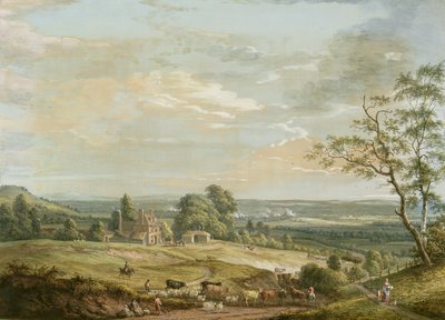 En avlägsen utsikt över Maidstone, från Lower Bell Inn, Boxley Hill (gouache på papper) av Paul Sandby