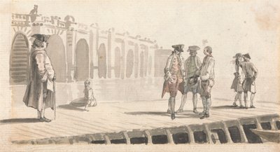En grupp män på Westminster Pier av Paul Sandby