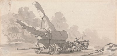 Vagn som bär en stor trädstam av Paul Sandby
