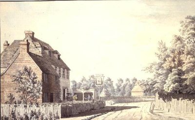 Figurer utanför en bypub av Paul Sandby