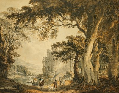 Figurer på en körfält före Rochester Castle, av Paul Sandby