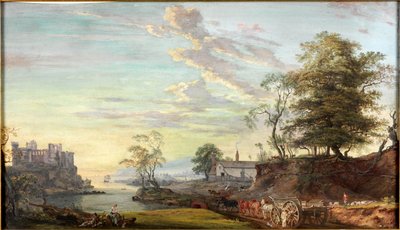 Landskap med slott på en vik, ca 1769-1795 (Akvarell och gouache) av Paul Sandby