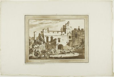 Manerbawr Castle, från tolv vyer i Aquatinta från teckningar tagna på plats i södra Wales av Paul Sandby