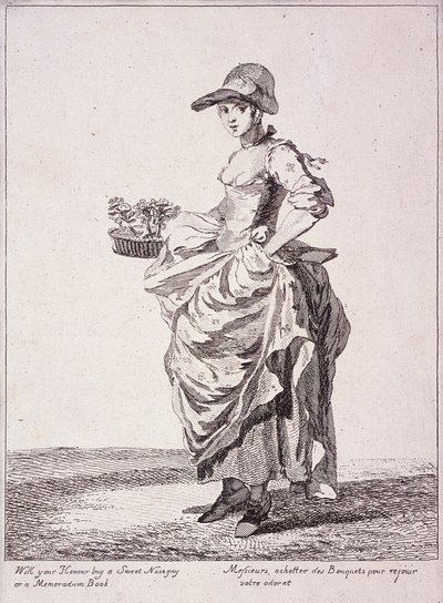 Nosegay och memobokförsäljare, Cries of London, 1760 av Paul Sandby