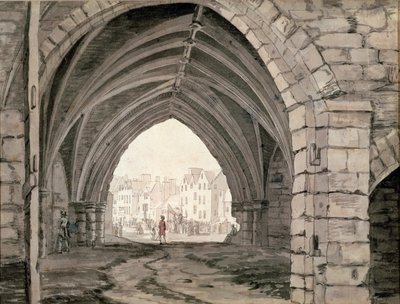 Del av Holyrood Abbey med utsikt över Canongate (penna och bläck med tvätt) av Paul Sandby