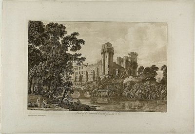 En del av Warwick Castle från sydost, skylt 4 av Paul Sandby
