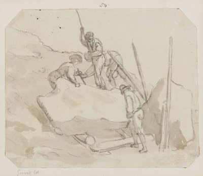 Quarrymen (penna, pensel & grå tvätt på papper) av Paul Sandby