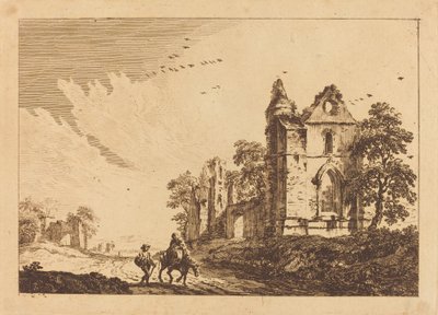 Förstörd Abbey med resenärer på vägen av Paul Sandby