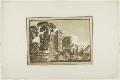 South Gate of Cardiff Castle i Glamorgan Shire, från tolv vyer i akvatint från teckningar tagna på plats i södra Wales av Paul Sandby