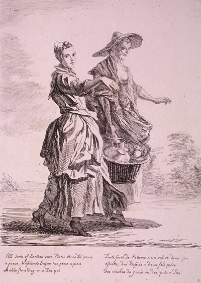 Två porslinsförsäljare, Cries of London, 1760 av Paul Sandby