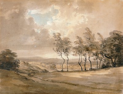 Vy över Hampstead Heath (akvarell på papper) av Paul Sandby