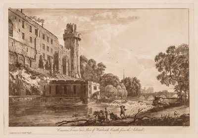 Utsikt över Warwick Castle: Caesars ower och en del av Warwick Castle från ön, 1776. av Paul Sandby