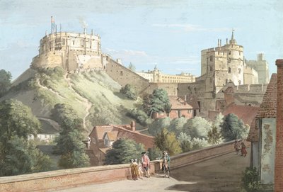 Windsor Castle: Runda tornet, Kungliga gården och Djävulstornet från Svarta staven av Paul Sandby