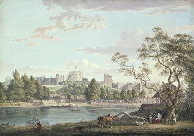Windsor Castle, från andra sidan Themsen (kroppsfärg över penna på papper) av Paul Sandby