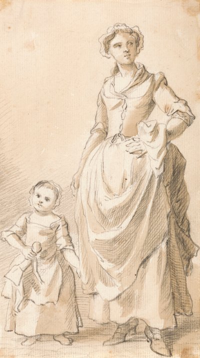 Kvinna och barn som håller en docka av Paul Sandby