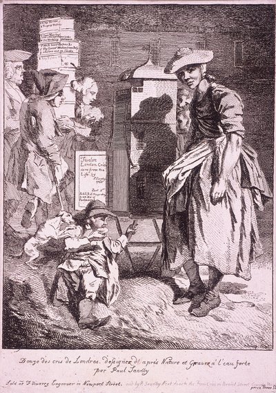 Kvinna med en sällsynt show, Cries of London, 1760 av Paul Sandby