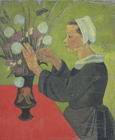 Bretonsk kvinna med bukett (Huelgoat) av Paul Sérusier