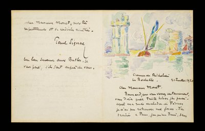 Autografbrev till Claude Monet, 21 juli 1920 av Paul Signac