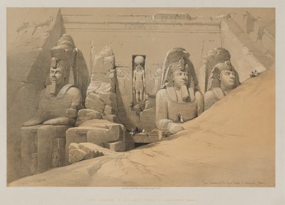 Egypten och Nubien, Volym II: Fronthöjd av Aboo Simbels stora tempel, Nubia av Paul Signac