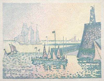 Kväll, Bryggan i Vlissingen, 1898. av Paul Signac