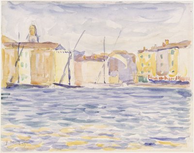 Hus vid en landningsplats i södern av Paul Signac