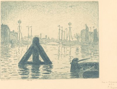 Hamn i Holland - Flushing (La balise - En Holland, Flessingue) av Paul Signac