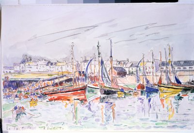 ""La Turballe"" Segelbåtar i hamnen i La Turballe i Loire Atlantique. Akvarell av Paul Signac (1863-1935) 1930 Pushkin Museum, Moskva av Paul Signac