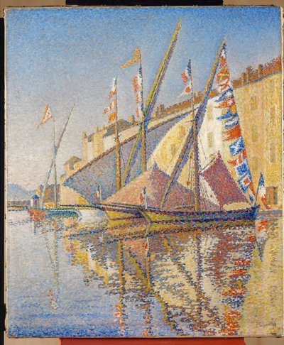Hamnen i St Tropez, Frankrike (olja på duk) av Paul Signac