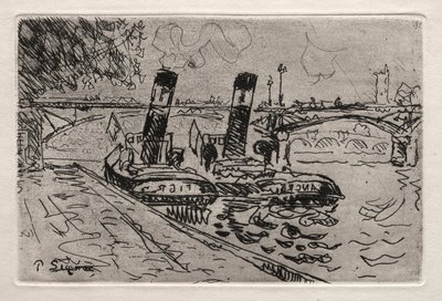 Paris, Pont des Arts med Remorqeurs av Paul Signac