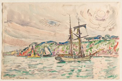 Fartyg nära Trieuxfloden av Paul Signac