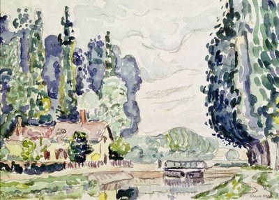 The Blue Poplars, 1903 (penna och wc på papper) av Paul Signac