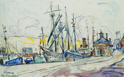 Hamnen vid Fecamp; Le Port a Fecamp, 1930 av Paul Signac