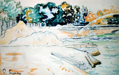 Seinen i Paris (akvarell på papper) av Paul Signac