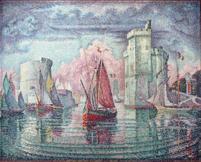Hamnen i La Rochelle - olja på duk av Paul Signac