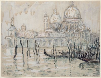 Venedig eller Gondolerna, 1908 (svart krita och wc på papper) av Paul Signac
