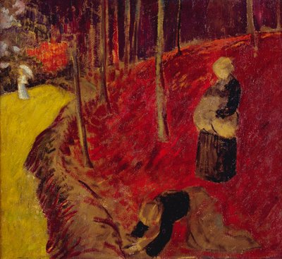 Ormbunkssamlare i Bois d"Amour vid Pont Aven; Les Ramasseuses de Fougeres au Bois d"Amour vid Pont Aven, ca 1910 av Paul Sérusier