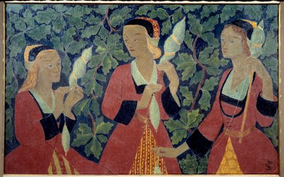 The Three Spinners Painting av Paul Serusier (1863-1927) 1918 Brest Museum of Fine Arts av Paul Sérusier