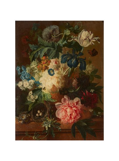 Stilleben av vårblommor i en fotad urna (olja på duk) av Paul Theodor van Brussel