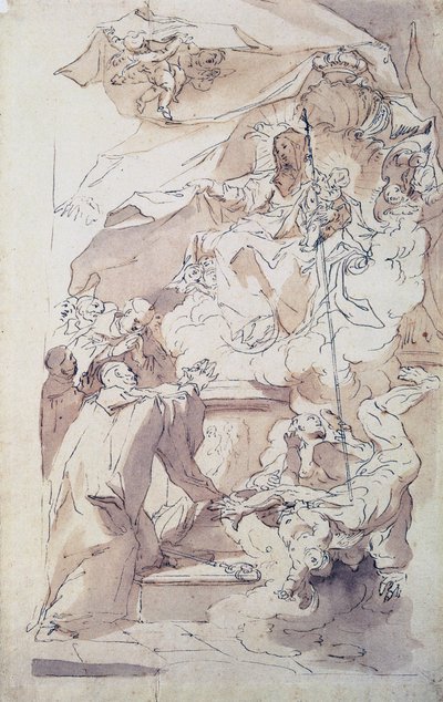 Jungfrun och Jesusbarnet med Sankt Bernard, 1700-talet. av Paul Troger