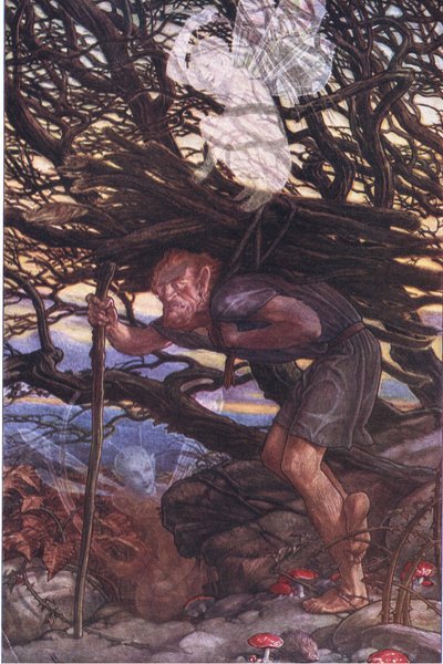 Och ändå behöver jag måste förbanna, illustration från The Tempest, 1908 av Paul Vincent Woodroffe