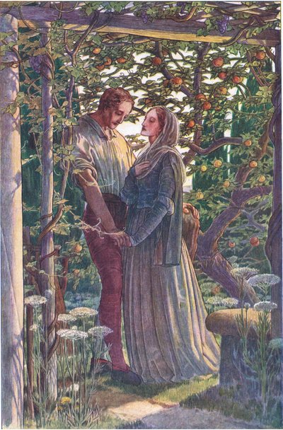 Rättvist möte med de mest sällsynta tillgivenheterna, illustration från The Tempest, 1908 av Paul Vincent Woodroffe