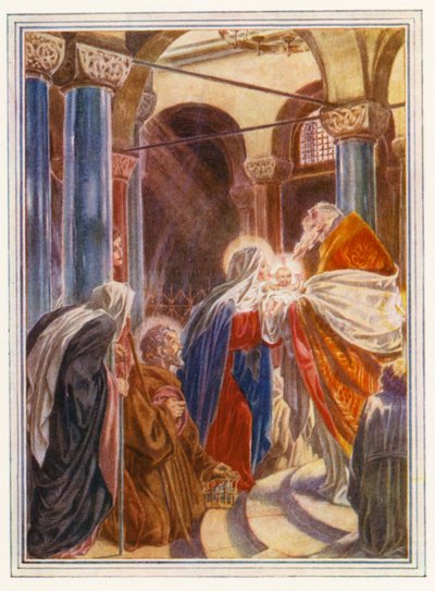 Presentationen i templet (färglitografi) av Paul Vincent Woodroffe
