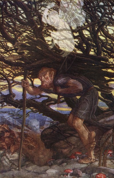 The Tempest av William Shakespeare, akt II, Scene 2 (färg litho) av Paul Vincent Woodroffe