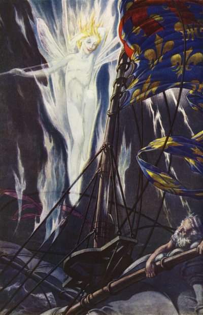 Stormen av William Shakespeare, akt I, scen 2 (lito i färg) av Paul Vincent Woodroffe