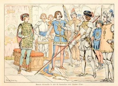 Illustration hämtad från boken "" Joan of Arc "" av Theodore Cahu och illustrerad av Paul De Semant (1855-1915): Dunois försonade fadern till Gamaches med Jeanne d